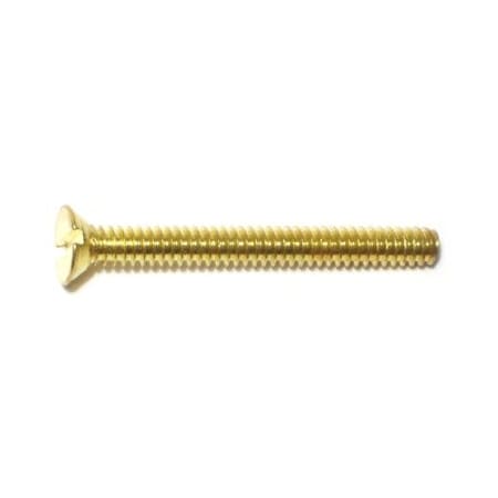 Midwest Fastener #6-32 x 1-1/4 in Slotted Flat Machine Screw, Plain Brass, 24 PK 61995